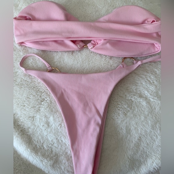 SHEIN Pink Ribbed Bikini Set - Picture 2 of 2